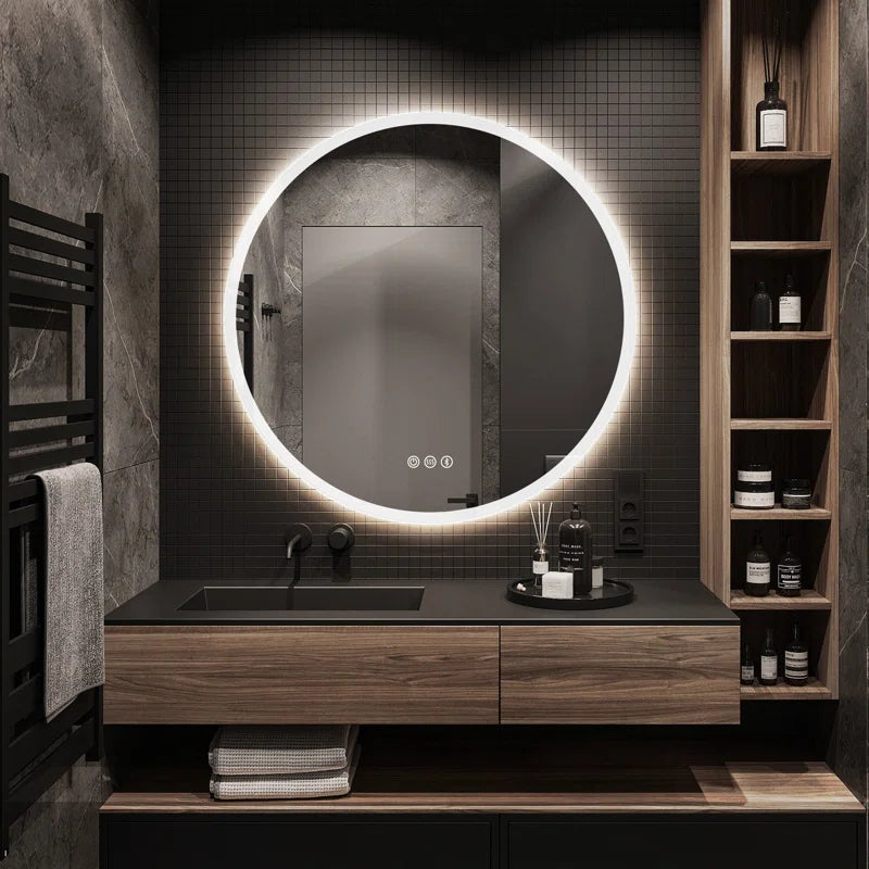 Epperly Led-Round-Bathroom-Mirror/ Led-Mirror/ Defogging/ Bluetooth Speakers/ Dimmable/ Color Adjustable