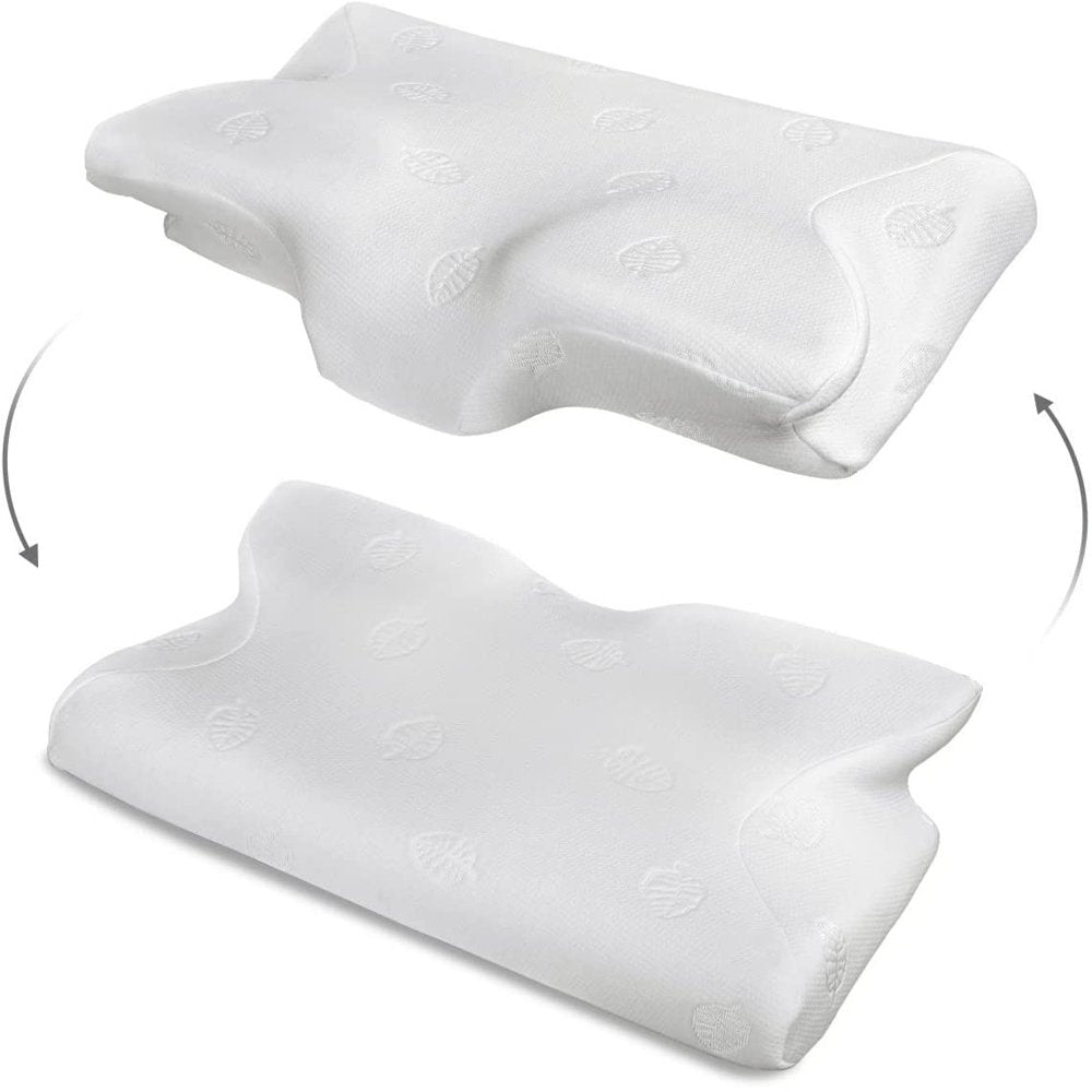 Memory Foam Pillow Ergonomic Pillows for Neck Shoulder Back Support, Contour Pillow for Side Sleeper with Machine Washable Pillowcase - White