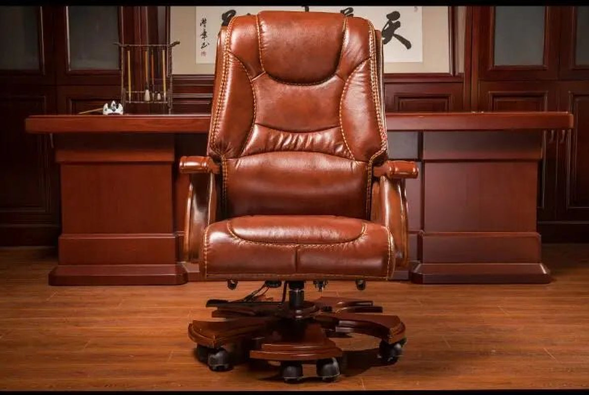 The Boss Chair Is Real Leather. the Home Can Be Massaged Leather Big Class Chair Seat. Computer Chair..