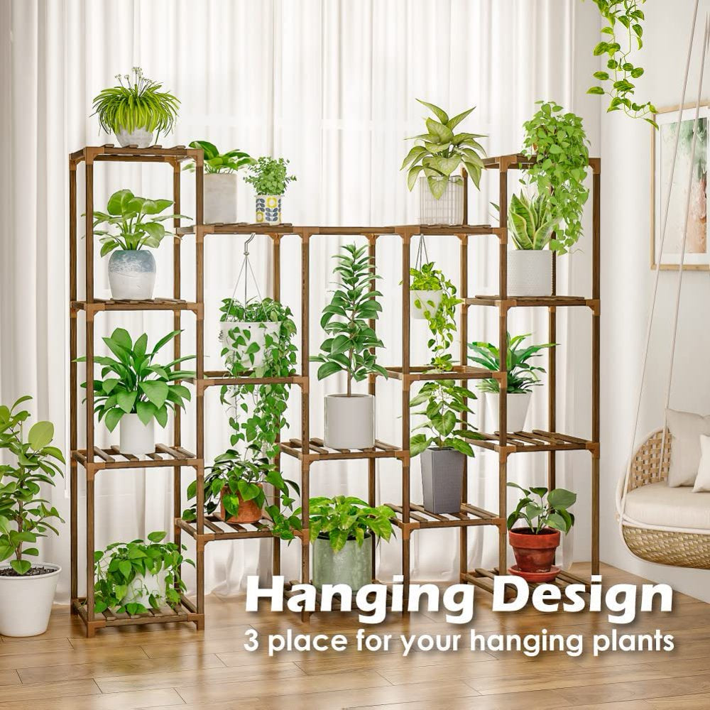 Plant Stand Indoor Plant Rack Plant Shelf Wood Outdoor Tiered Plant Shelf for Multiple Plants Ladder Plant Holder