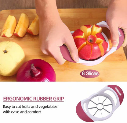 3.5 Inch Apple Slicer - Professional Apple Cutter - Stainless Steel Apple Corer - Super Sharp Apple Slicer and Corer - Apple Corer Tool with 8 Sharp Blades(Pink)