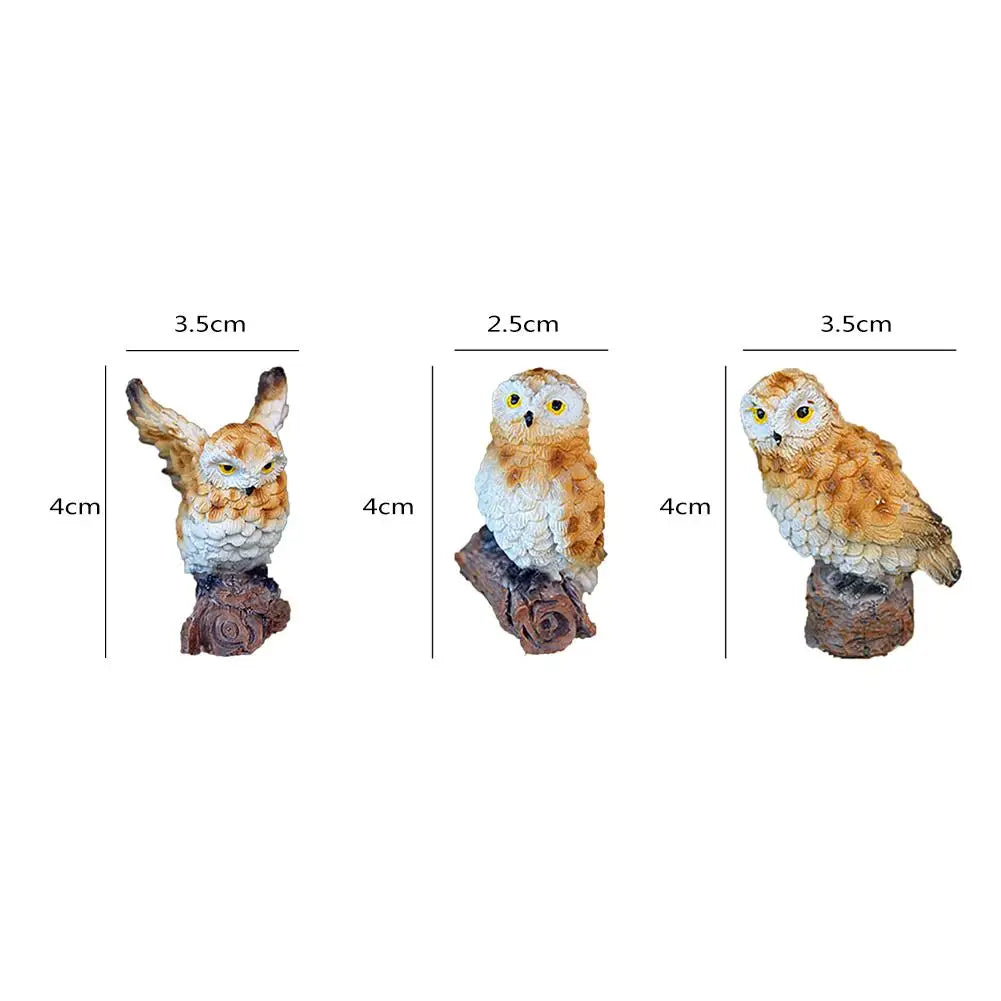 Mini Owl Figurine Miniatures Animal Simulation Birdslandscape Bonsai Adornment Fairy Garden Home Garden Resin Craft Decor