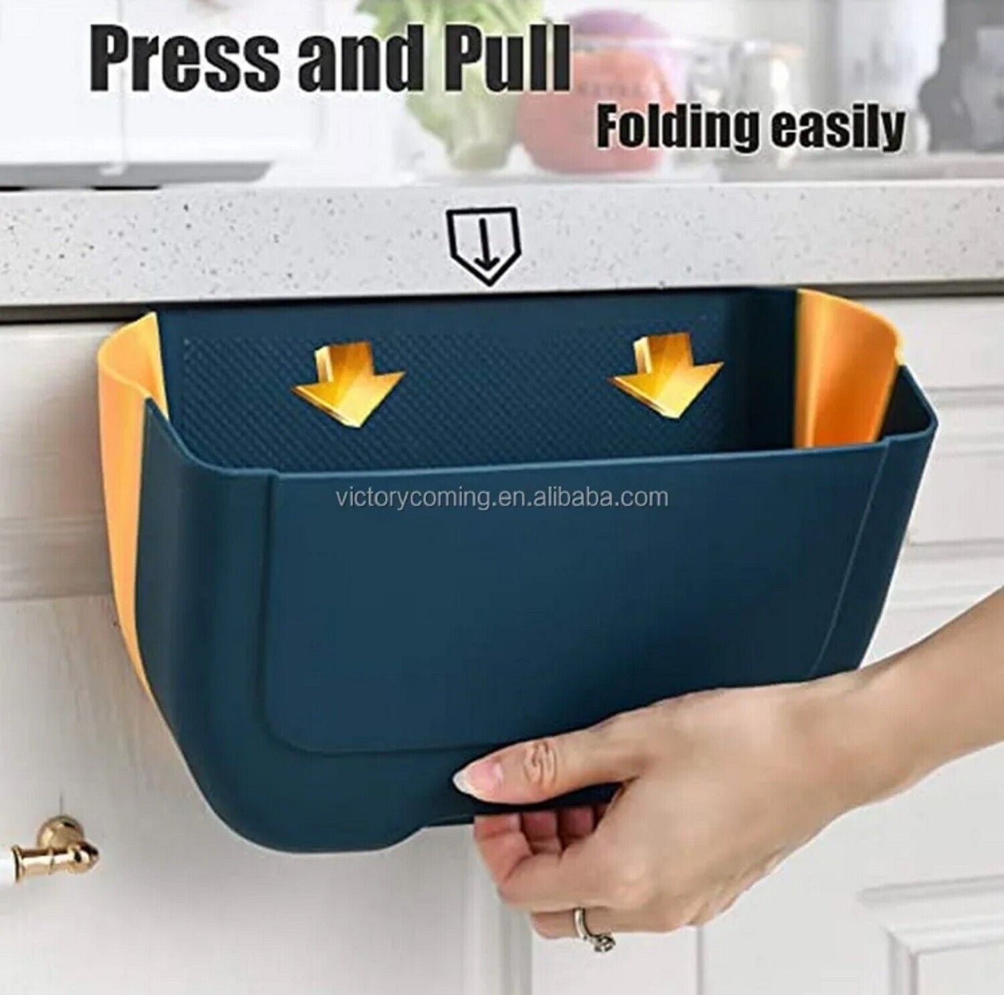 Mini Hanging Trash Can for Cabinet Door - Collapsible under Sink Garbage Bin