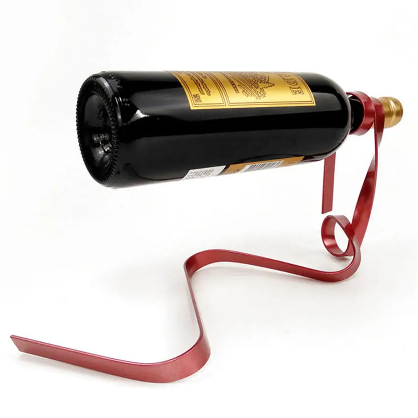 Creative Iron Wine Bottle Holder Ribbon Suspension Poised Wine Rack Cabinet Stand Bracket Bar Accessories Table Decoration Tools