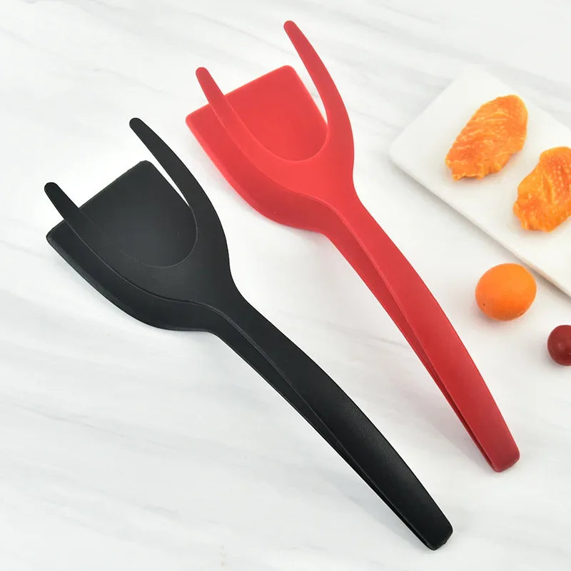 2 in 1 Grip and Flip Spatula Tongs Egg Flipper Tong Steak Spatula Tongs Clamp Pancake Fried Turners Kitchen Accessories