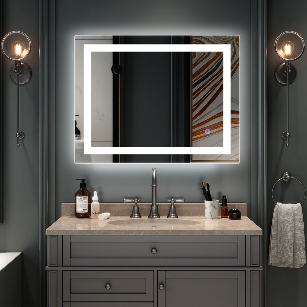 32"X24" LED Lighted Bathroom Wall Mounted Mirror Vanity or Bathroom Wall Hanging Rectangle Vertical Mirror,Anti Fog+Ip67 Waterproof