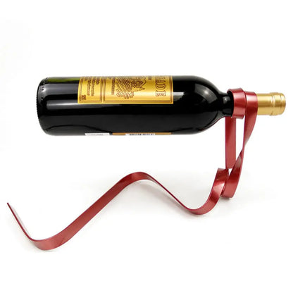 Creative Iron Wine Bottle Holder Ribbon Suspension Poised Wine Rack Cabinet Stand Bracket Bar Accessories Table Decoration Tools