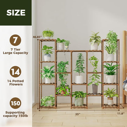 Plant Stand Indoor Plant Rack Plant Shelf Wood Outdoor Tiered Plant Shelf for Multiple Plants Ladder Plant Holder