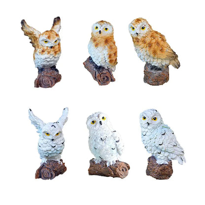 Mini Owl Figurine Miniatures Animal Simulation Birdslandscape Bonsai Adornment Fairy Garden Home Garden Resin Craft Decor